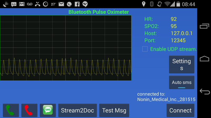 Android Screenshot of Mobile Medicine Oximeter app