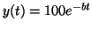 $ y(t) = 100e^{-bt}$