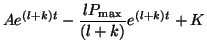 $\displaystyle Ae^{(l+k)t} - \frac{lP_{\textrm{max}}}{(l+k)}e^{(l+k)t} + K$