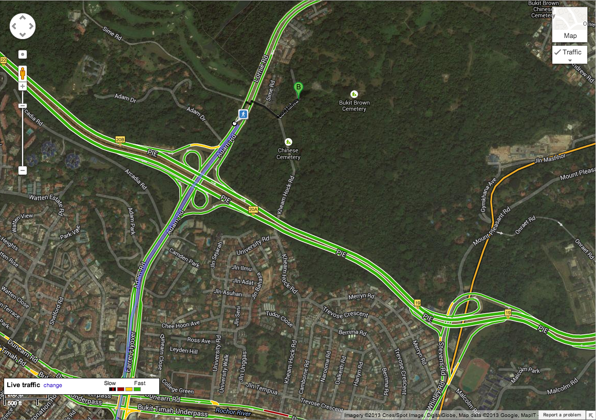 Google map of Bukit Brown Cemetery